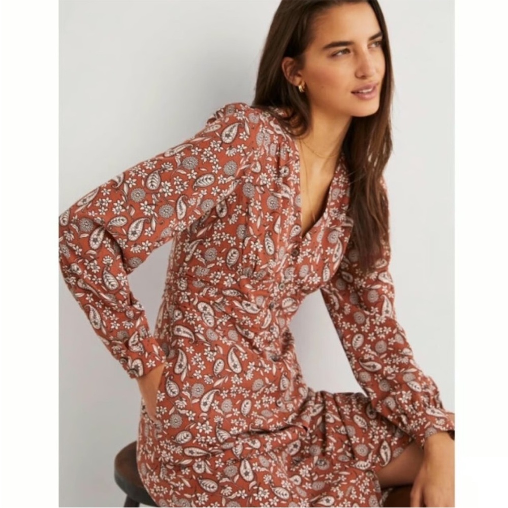 Boden parsley pattern long sleeve  Dress
